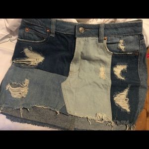 Denim patch skirt